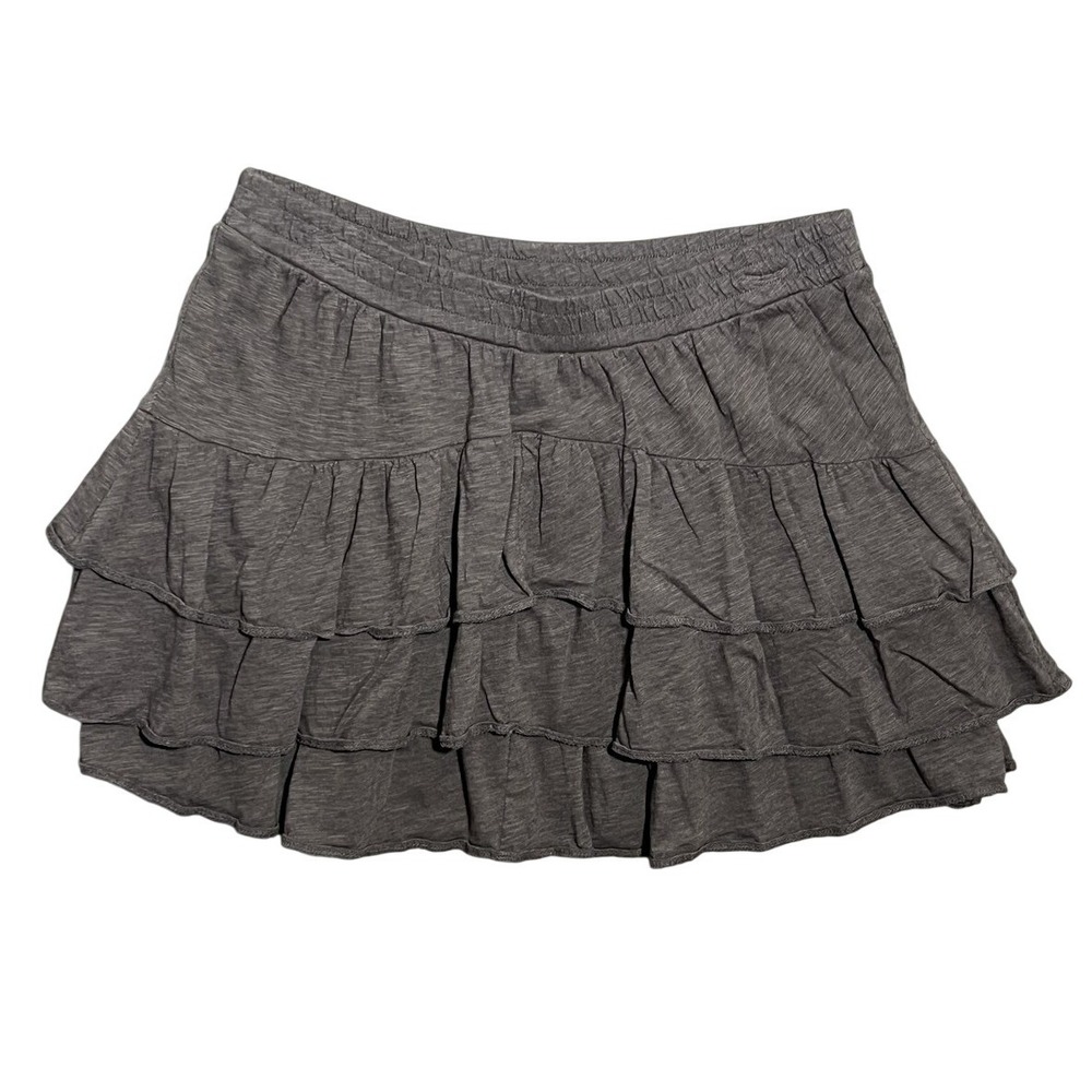 American Eagle Outfitters Women's Gray Tiered Ruffle Mini Skirt Size S/P Elastic